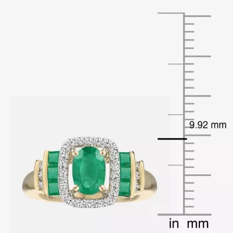 Genuine Gemstone & 1/7 CT. T.W. Diamond 10K Gold Oval Cocktail Ring