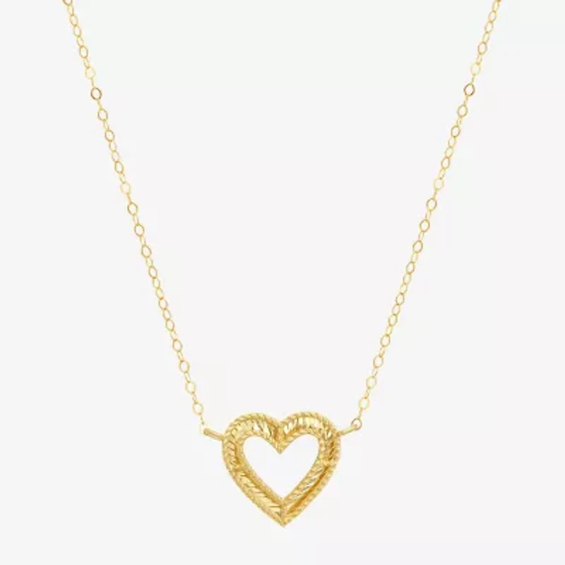 Womens 10K Gold Heart Inch Pendant Necklace