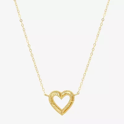 Womens 10K Gold Heart 16 Inch Pendant Necklace