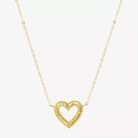 Womens 10K Gold Heart Inch Pendant Necklace