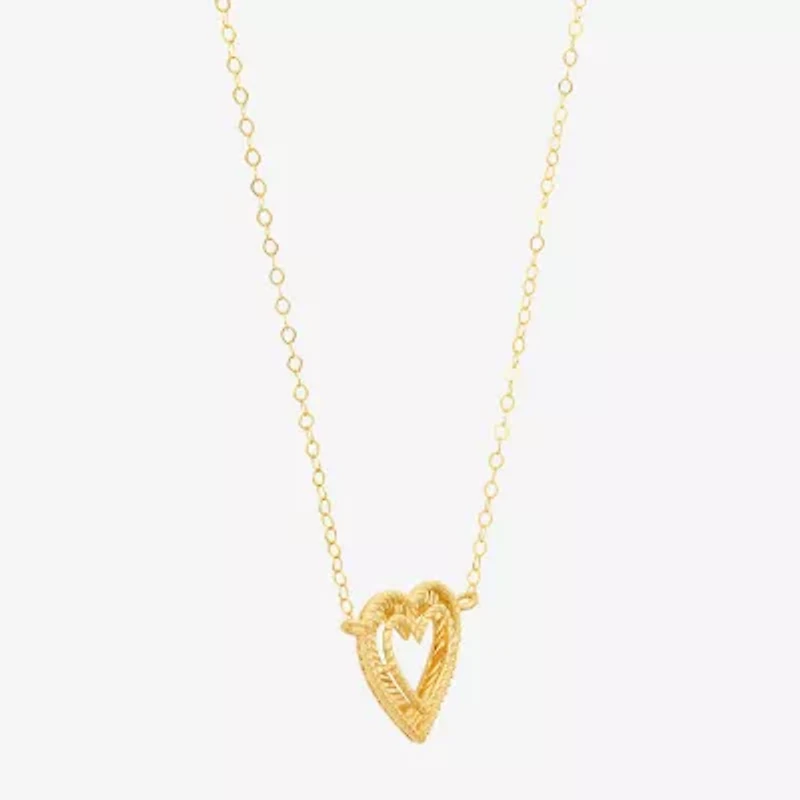 Womens 10K Gold Heart 16 Inch Pendant Necklace