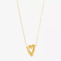 Womens 10K Gold Heart 16 Inch Pendant Necklace