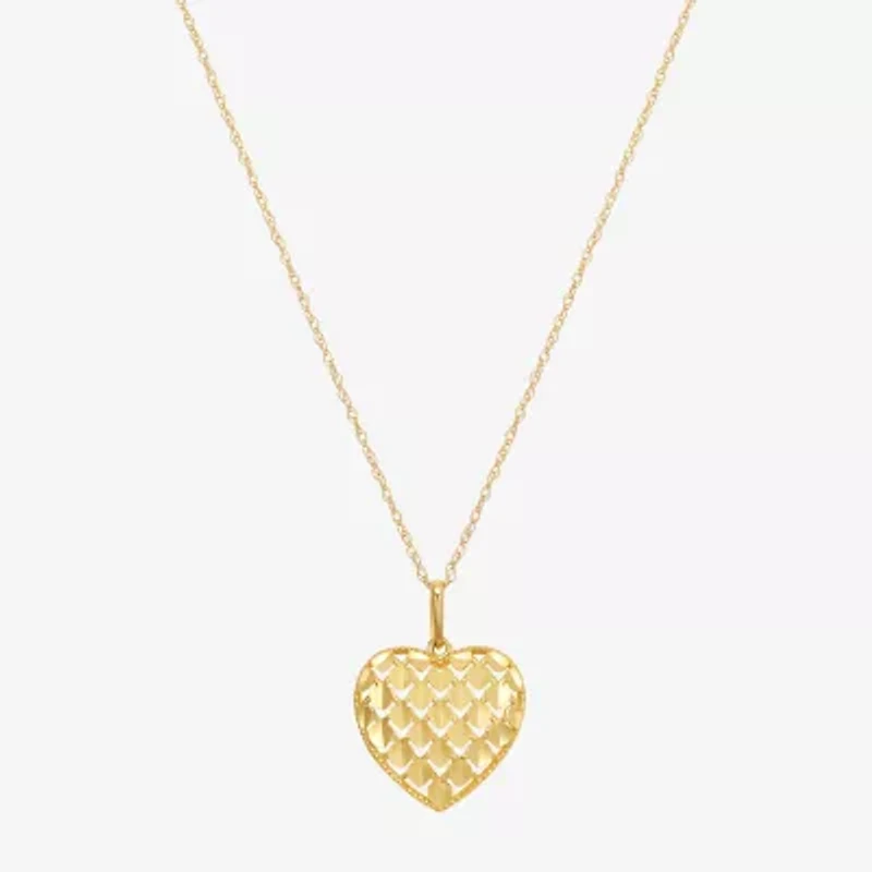Womens 10K Gold Heart 18 Inch Pendant Necklace