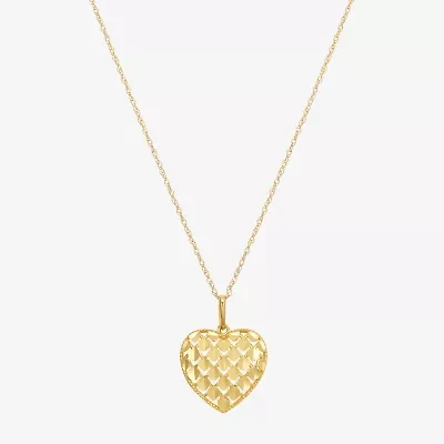 Womens 10K Gold Heart 18 Inch Pendant Necklace