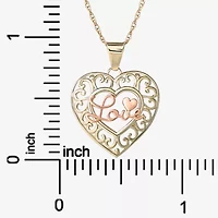 Womens 10K Two Tone Gold Heart 18 Inch Pendant Necklace