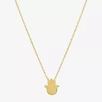 Womens 10K Gold Hamsa 18 Inch Pendant Necklace