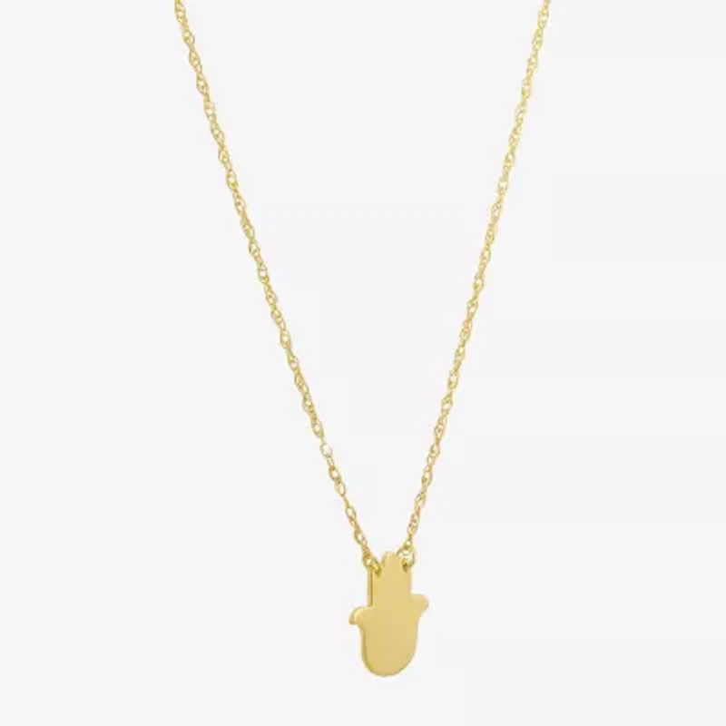 Womens 10K Gold Hamsa 18 Inch Pendant Necklace