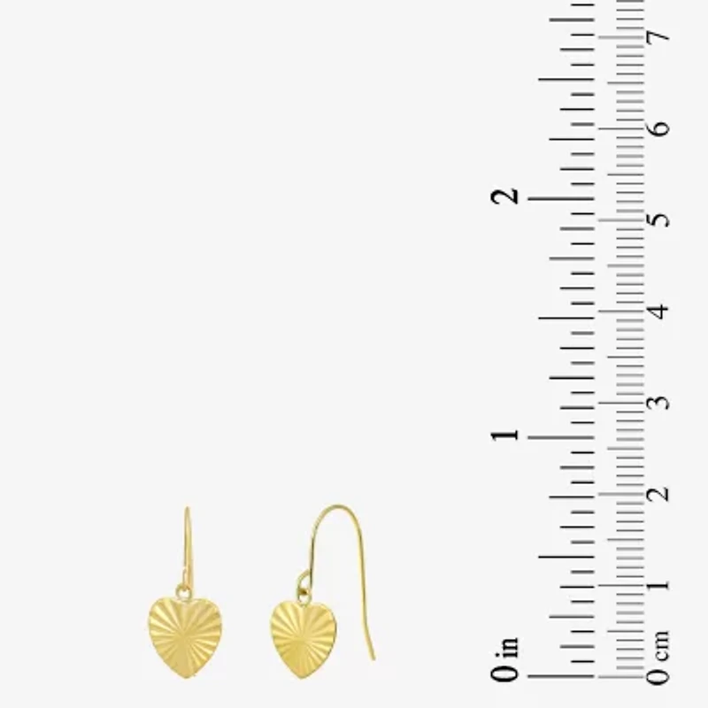 Womens 14K Gold Heart Drop Earrings