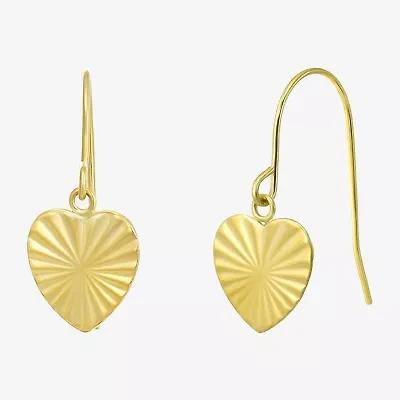Womens 14K Gold Heart Drop Earrings