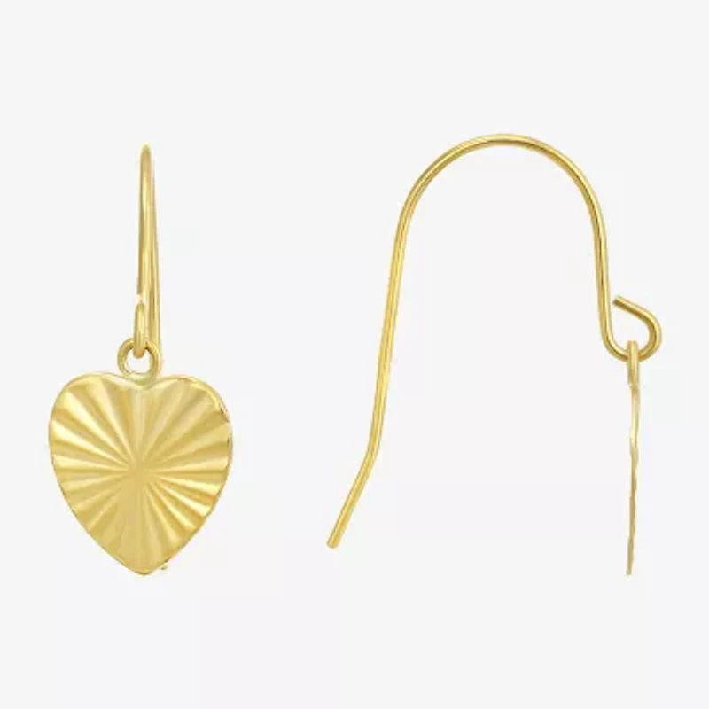 Womens 14K Gold Heart Drop Earrings