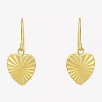 Womens 14K Gold Heart Drop Earrings