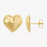 14K Gold 10.9mm Heart Stud Earrings