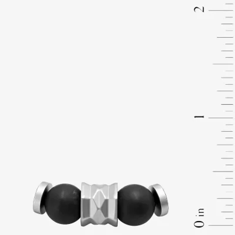 Mens Genuine Black Onyx Beaded Bracelet