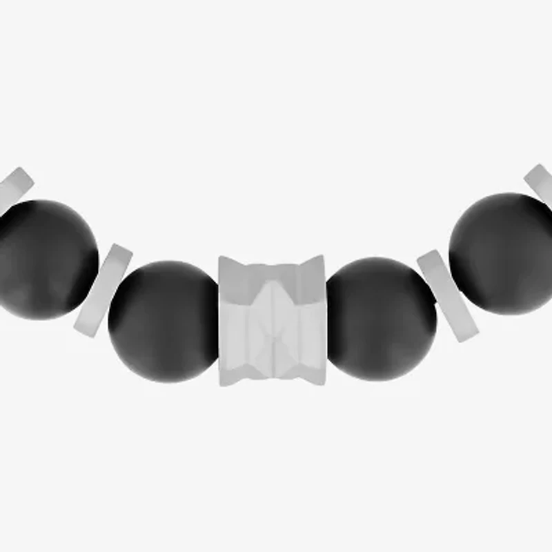 Mens Genuine Black Onyx Beaded Bracelet