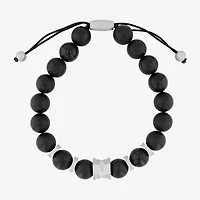 Mens Genuine Black Onyx Beaded Bracelet