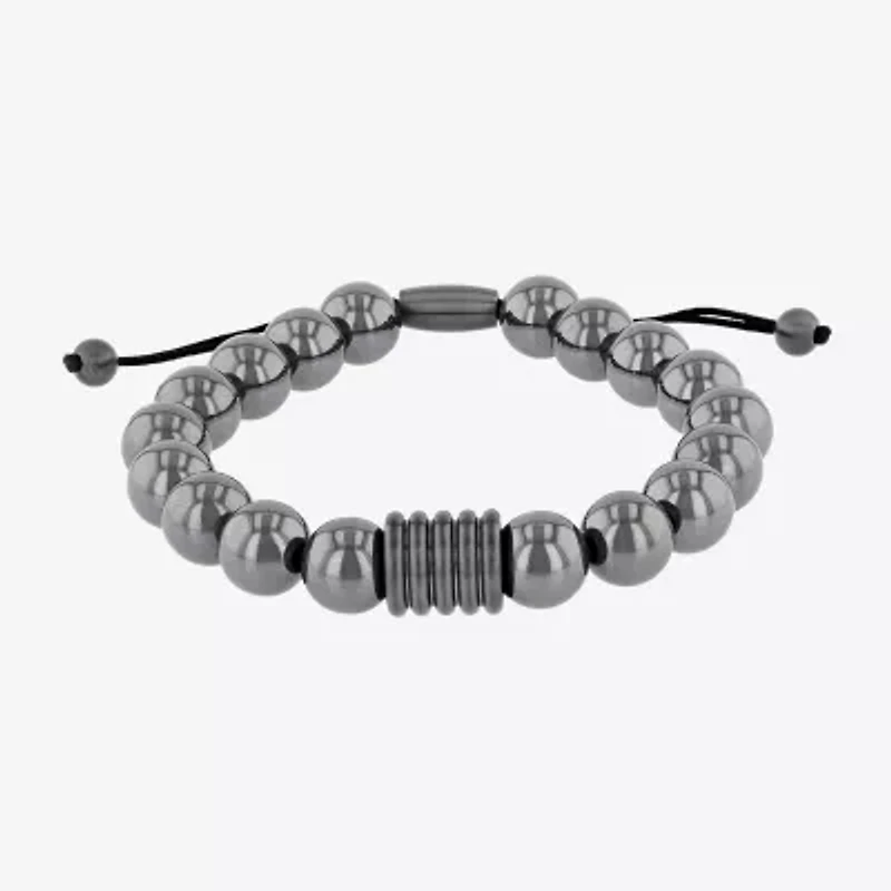 Mens Genuine Gray Hematite Beaded Bracelet