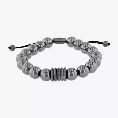 Mens Genuine Gray Hematite Beaded Bracelet