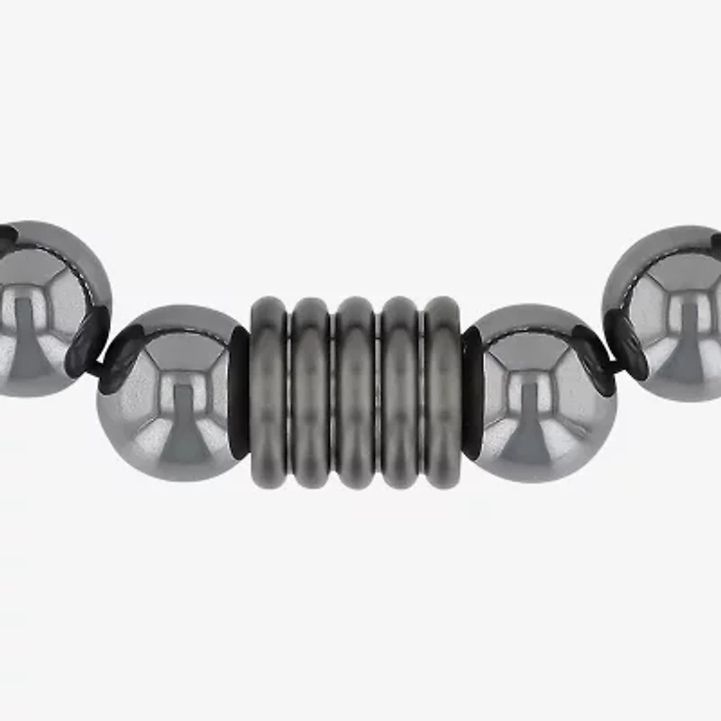 Mens Genuine Gray Hematite Beaded Bracelet