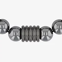 Mens Genuine Gray Hematite Beaded Bracelet