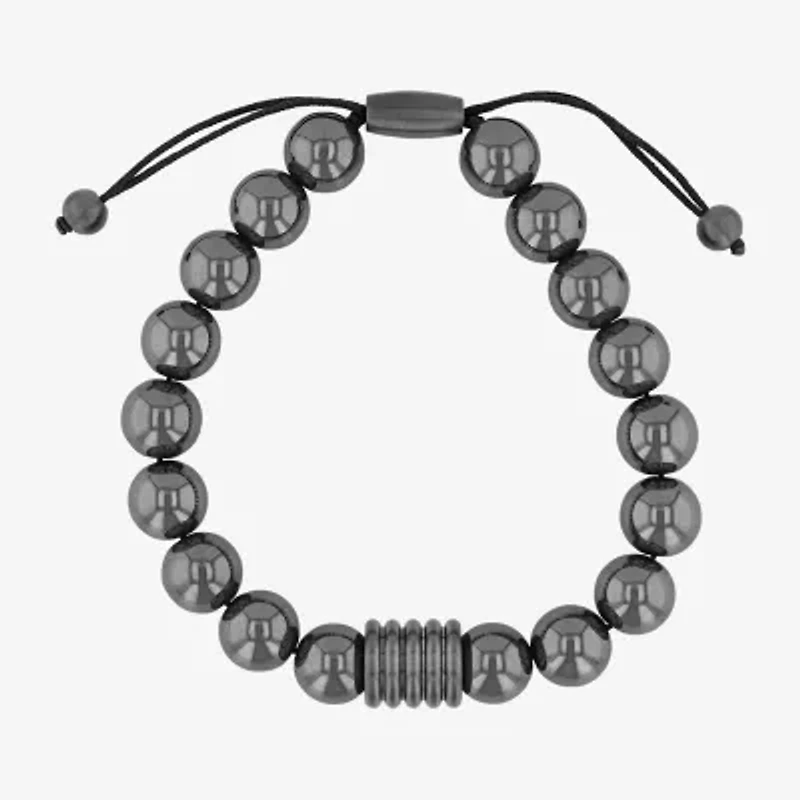 Mens Genuine Gray Hematite Beaded Bracelet