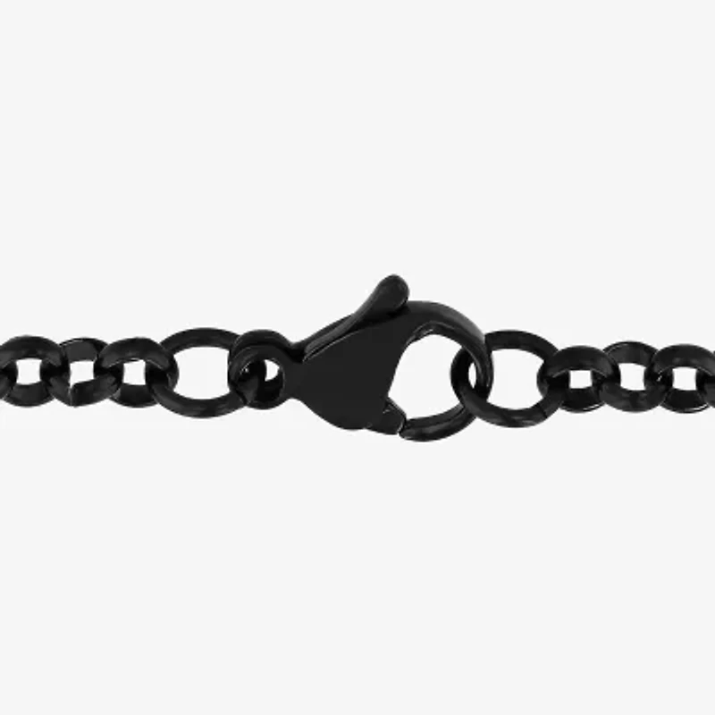 Mens 1/2 CT. T.W. Black Diamond Stainless Steel Cross 24 Inch Pendant Necklace