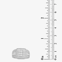 Mens Cubic Zirconia Sterling Silver Square Fashion Ring