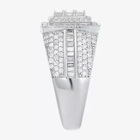 Mens Cubic Zirconia Sterling Silver Square Fashion Ring