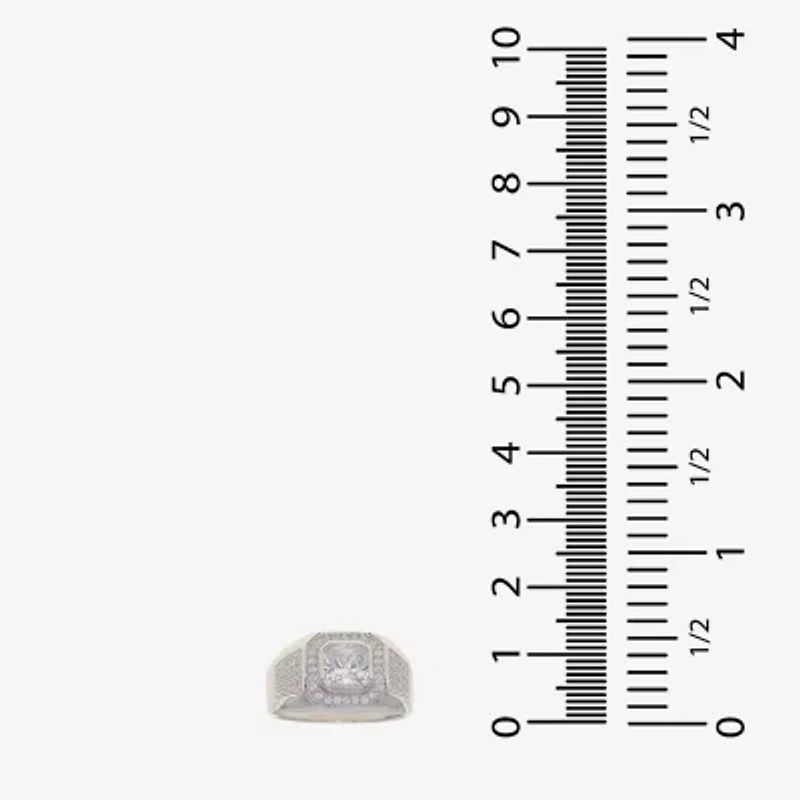 Mens Cubic Zirconia Sterling Silver Square Fashion Ring