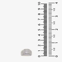 Mens Cubic Zirconia Sterling Silver Square Fashion Ring