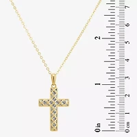 Womens Sterling Silver Cross 18 Inch Pendant Necklace