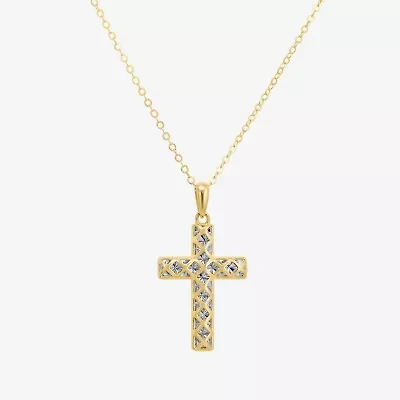 Womens Sterling Silver Cross 18 Inch Pendant Necklace