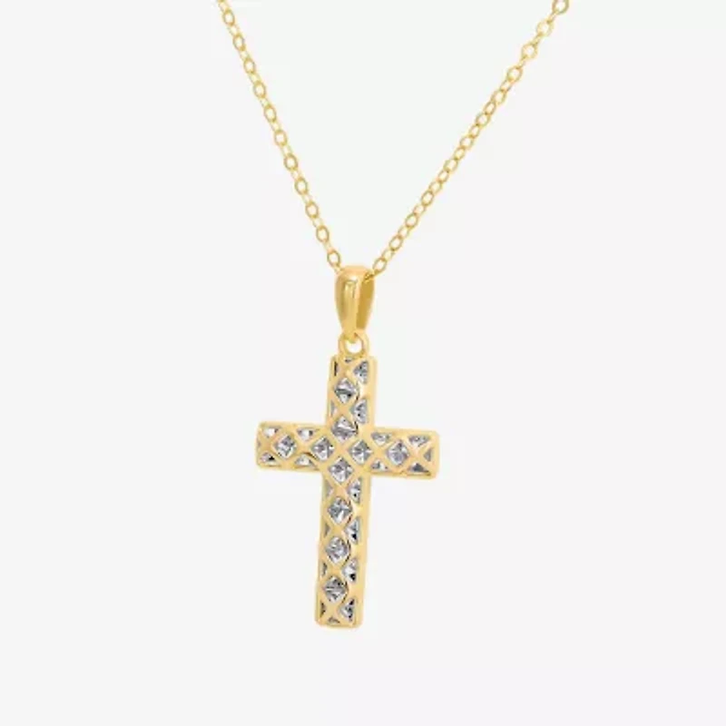 Womens Sterling Silver Cross 18 Inch Pendant Necklace