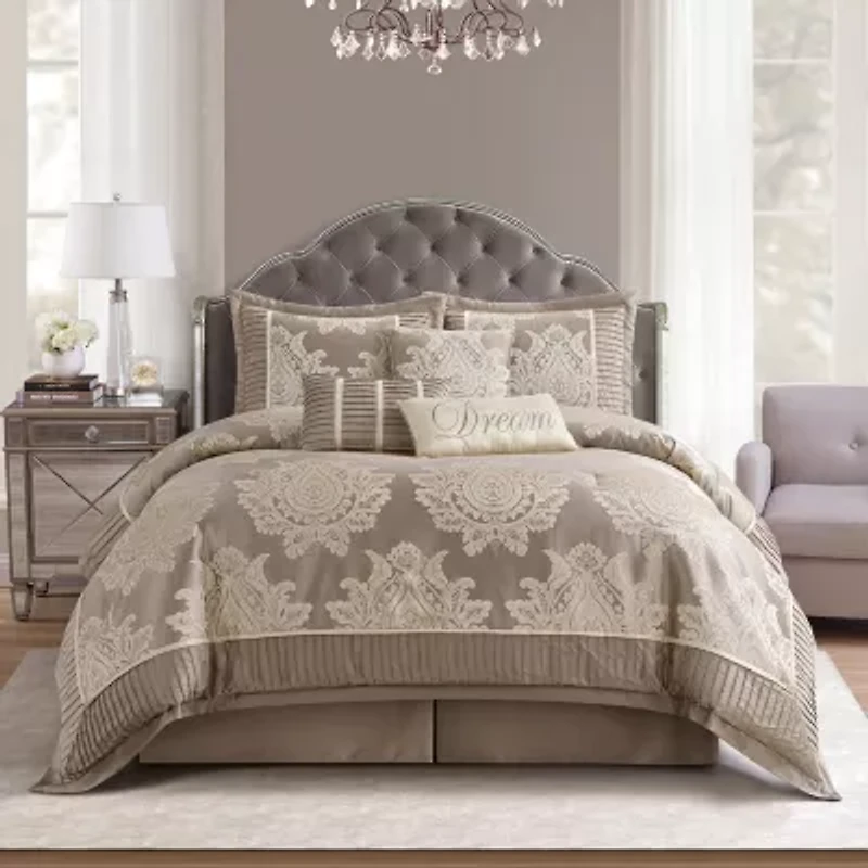 Stratford Park Thess 7pc 7-pc. Damask + Scroll Lightweight Comforter Set