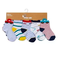 Piper & Jax Baby Boys 10 Pair Crew Socks