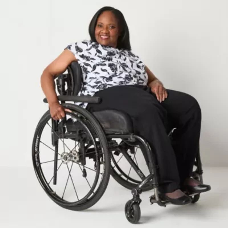 Liz Claiborne Adaptive Emma Ponte Womens Plus Easy-on + Easy-off Seated Wear Straight Mid Rise Ankle Pant