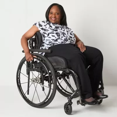 Liz Claiborne Adaptive Emma Ponte Womens Plus Easy-on + Easy-off Seated Wear Straight Mid Rise Ankle Pant