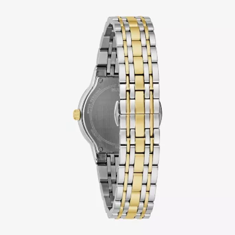 Bulova Womens Diamond Accent Two Tone Stainless Steel Bracelet Watch 98p224