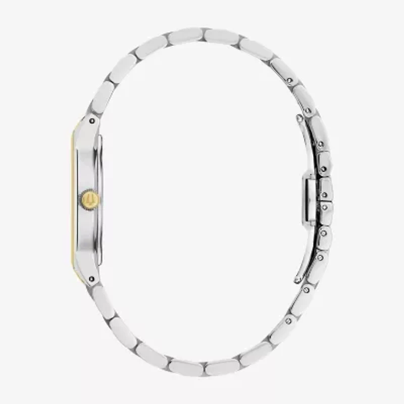 Bulova Womens Diamond Accent Two Tone Stainless Steel Bracelet Watch 98p224