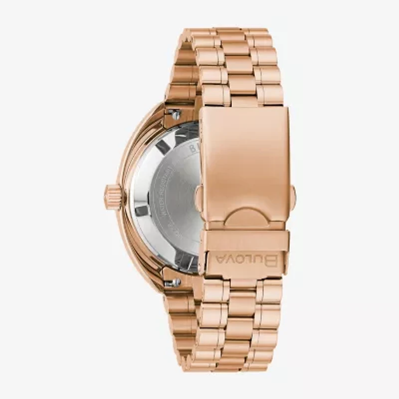 Bulova Mens Automatic Rose Goldtone Stainless Steel Bracelet Watch 97b215