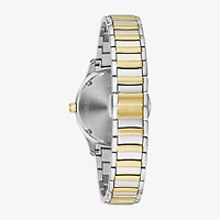 Bulova Womens Diamond Accent Two Tone Stainless Steel Bracelet Watch 98r288