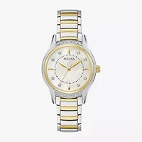 Bulova Womens Diamond Accent Two Tone Stainless Steel Bracelet Watch 98r288