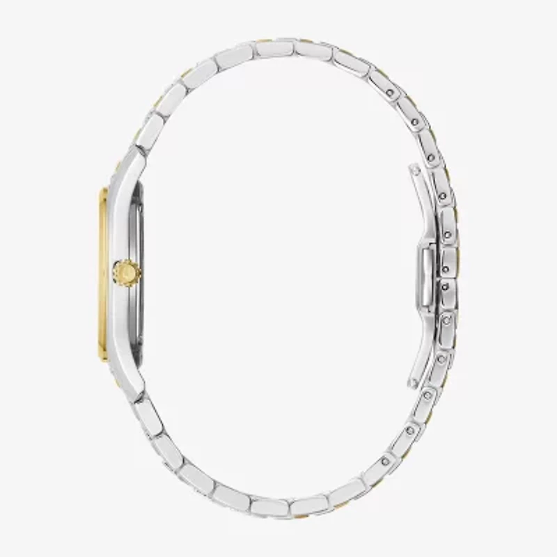 Bulova Womens Diamond Accent Two Tone Stainless Steel Bracelet Watch 98r288