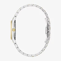 Bulova Womens Diamond Accent Two Tone Stainless Steel Bracelet Watch 98r288