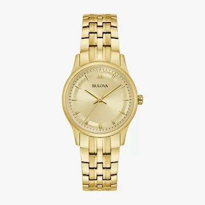 Bulova Womens Gold Tone Stainless Steel Bracelet Watch 97l168
