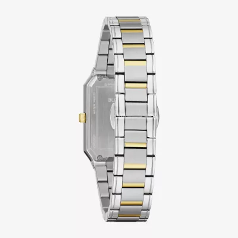 Bulova Womens Diamond Accent Two Tone Stainless Steel Bracelet Watch 98p209