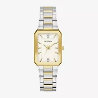 Bulova Womens Diamond Accent Two Tone Stainless Steel Bracelet Watch 98p209
