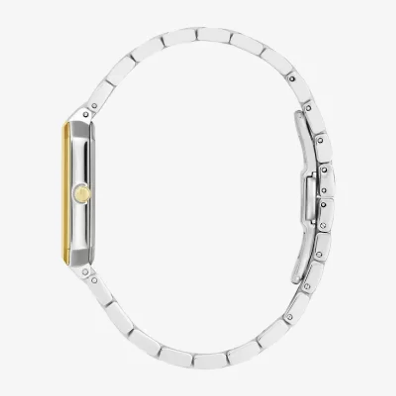Bulova Womens Diamond Accent Two Tone Stainless Steel Bracelet Watch 98p209