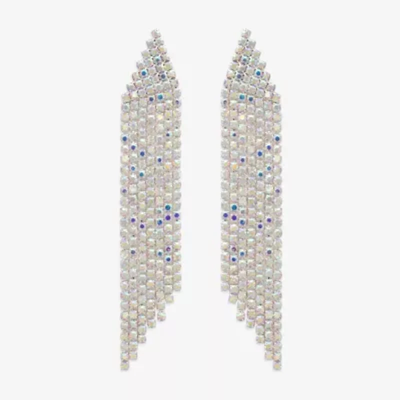 Bijoux Bar Silver Tone Womens Multi Color Glass Drop Earrings