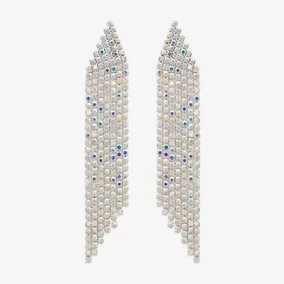 Bijoux Bar Silver Tone Womens Multi Color Glass Drop Earrings
