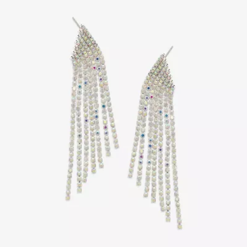 Bijoux Bar Silver Tone Womens Multi Color Glass Drop Earrings